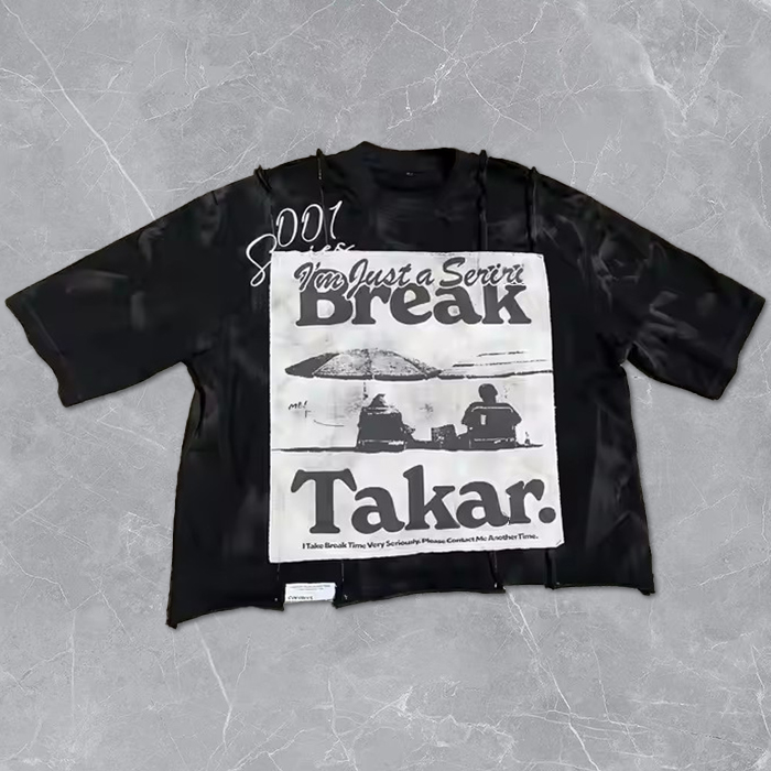 hongfeng, a clothing factory, makes custom graffiti t shirts.